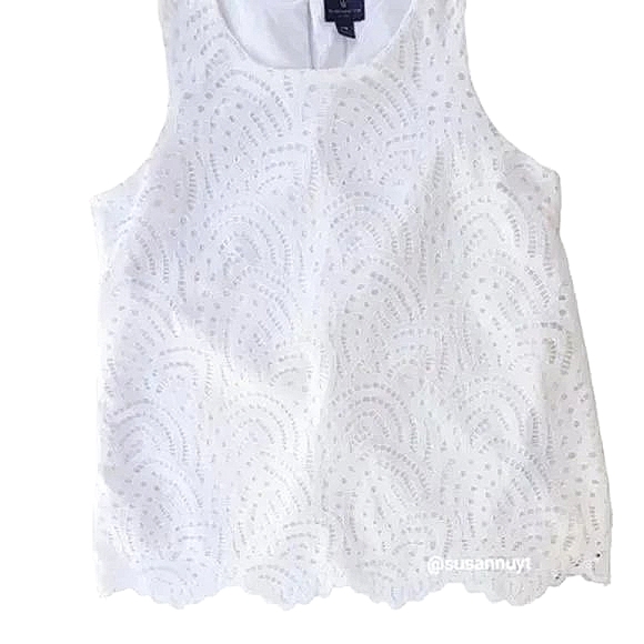 Worthington Coquette Sleeveless Clean Girl Lace Vanilla Girl Scalloped Top - Picture 1 of 6